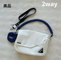 【YOUTH STYLE】 ショルダーバッグ　2way ポーチ付き　白　青　美品