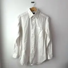 MEN'S BIGI ホワイト ストライプ 長袖シャツ Sサイズ