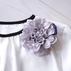 上品♡ダリア/コサージュ/入学式/卒業式/結婚式/ネイビー (リボン)