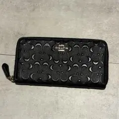 COACH コーチ 長財布 ブラック レザー ゴールドロゴ