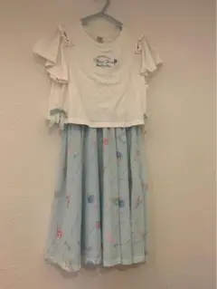 メゾピアノ　ワンピースL160 フリル付きアイスクリーム柄ワンピース