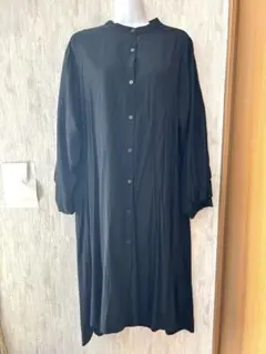 ⭐︎バルーン袖ワンピース 黒色 ふんわりロングワンピース ゆったりおしゃれ L⭐︎