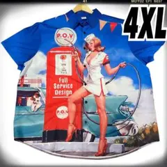(532)4XL メンズアロハ　オールドアメリカン　ロカビリー　ガール