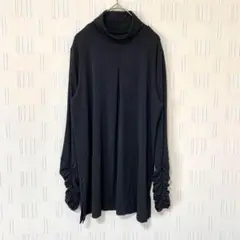 elente エレンテ　ハイネックトップス　チュニック　袖ドロスト　シンプル　黒