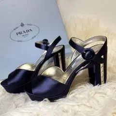 【未使用】PRADA 厚底ヒール ビジューパンプスヒール ダイヤ 派手パンプス