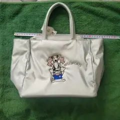 シルバー トートバッグ キャラクター刺繍