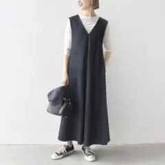 【24aw】SHIPSany Vネックテントワンピース ジャンパースカート 濃紺