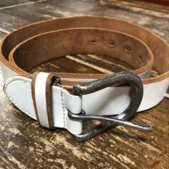 ホワイトレザーベルト シルバーバックル
