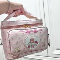 新品　mikko ピンクポーチ　バニティ 　メイクボックス　大容量