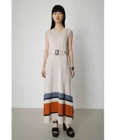 AZUL by moussy ヘムデザインリブワンピース