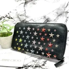 JIMMY CHOO スタッズ ラウンドファスナー 長財布 3854