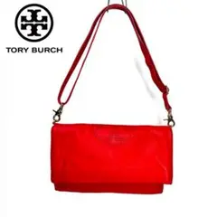 美品 トリーバーチ 2WAY ショルダー バッグ クラッチ チェリーレッド