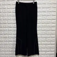 黒フレアスラックス ホワイトステッチ