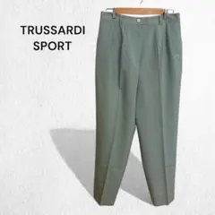 トラサルディスポーツ スラックス タックパンツ ロゴ オフィス ウール100％