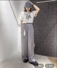 グロッシープリーツワイドパンツ　グレー(15)
