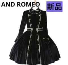 AND ROMEO 新品　ナポレオンワンピース　ベロア　ブラック　フリーサイズ ドレープドネックのベロアワンピース（ワンピース）｜SAISON DE
