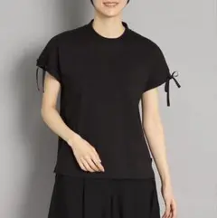 新品タグ付き★adabat ロゴデザイン リボン付き フレンチスリーブTシャツ