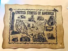 USA 壁掛 アメリカ 地図 革製