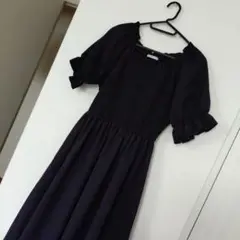 Ｓサイズ　 パフスリーブ ロングワンピース　ブラック