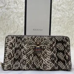 希少品★GUCCI 長財布 クイーンマーガレットパイソンレザー ゴールド金具