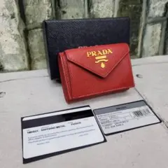 新品未使用 正規品 PRADA サフィアーノ 1MH021 レッド プラダ財布
