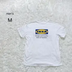 【IKEA】イケア バーコード&ロゴTシャツ 【M】白 ユニセックス カジュアル