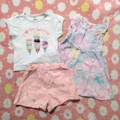 【美品】子供服まとめ売り 100 女の子 夏 Tシャツ ショートパンツ ワンピ
