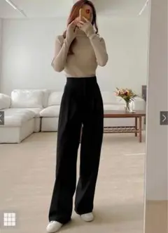 GRL センタープレスストレートパンツ ブラック M