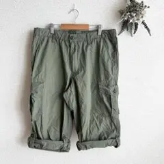 美品【ユニクロ】（M）ハーフパンツ カーキ カーゴパンツ カジュアル