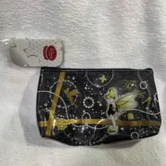 ディズニー　ティンカーベル ポーチ 黒と金　新品　未使用　廃盤
