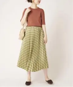 natural couture チェック柄プリーツスカート