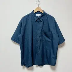 MONO-MART ウールライクファブリック オーバーサイズ　ネイビー　M