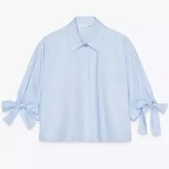 【新品未着用】ZARA タイディテール ポプリンシャツ Sサイズ