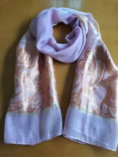 タイ製薄紫金糸刺繍付き長方形ストール　ポリエステル