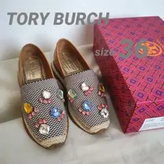 【美品】 Tory Burch ビジュー 付き スリッポン トリーバーチ 23