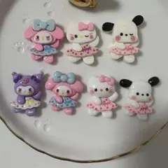サンリオ デコパーツ 7個セット マイメロ キティ クロミ ポチャッコ