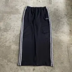 00s adidas Y2K バギー トラックパンツ ワイド ストレート 黒 白