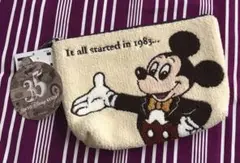 【新品タグ付き】ディズニーリゾート ミッキー サガラポーチ 35周年 ベージュ