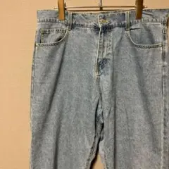 モノマート　ストレートデニムパンツ(L)ライトブルージーンズ　カジュアルゆったり