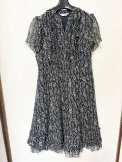 EVE COCOLE フリル付きワンピース 日本製 13号 ゆったりサイズ