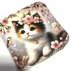 ハンドメイド　ガーゼハンカチ　子猫柄R3-4