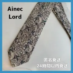 【美品✨️】Ainec Lord ネクタイ マルチカラー 総柄 レトロ柄 お洒落