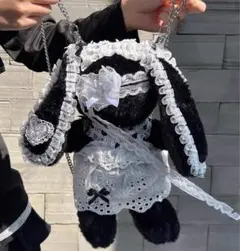 メイド風ぬいぐるみバッグ 黒