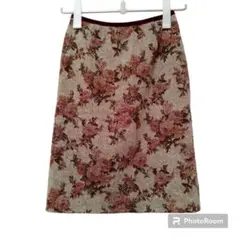 al ali メルローズ 【M 2】ひざ丈スカート 花柄 総柄 美品 レディース