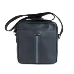 【PRADA】プラダ ショルダー バッグ サフィアーノ レザー ネイビー系