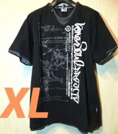 【重ね着風】メンズ 半袖 tシャツ 黒 ビーワンソウル XL