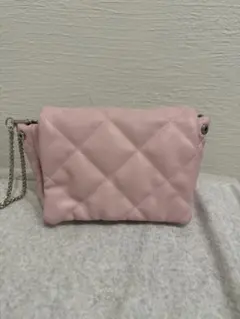 ピンク キルティング ショルダーバッグ