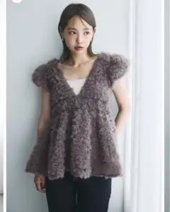 polaura フラワーぺプラムバックリボンチュニック