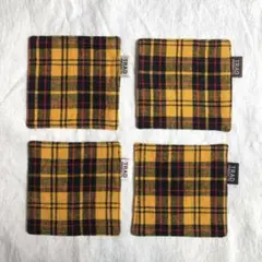 コースター4枚セット(イエローチェック)