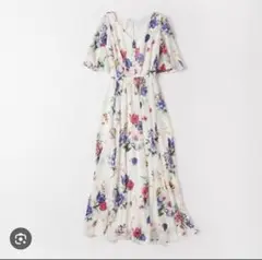 And Couture ブルーミング　フラワーフレア袖 ワンピース　ブルー